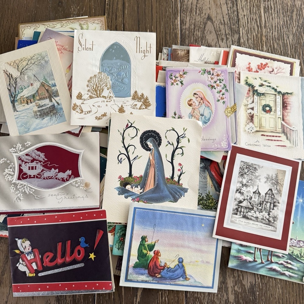 *Lot Of 10* 1940s Christmas Cards Used Mixed Lot Scrapbook Decor Classic Art